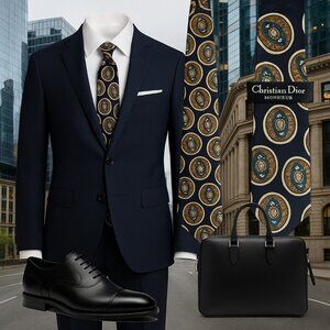 🤵 Christian Dior Monsieur 100% Silk Tie – Italian Woven, Made in USA